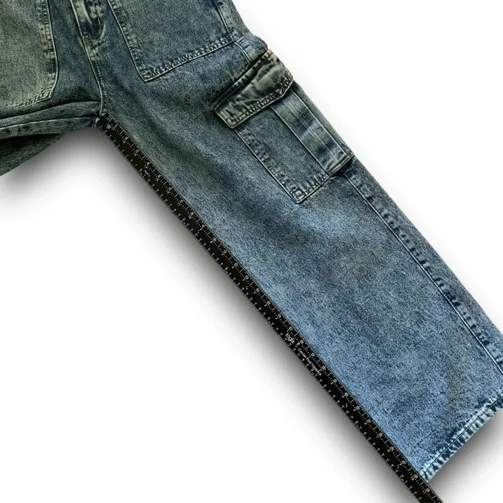 SHEIN Cargo Jeans Women’s Sz XS/2 High Waisted Wide Leg Acid Wash Y2K Denim - Picture 7 of 15